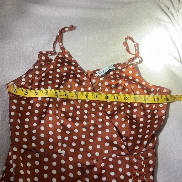 Glamaker Polka Dot Brown Wrap Dress Size L - Picture 12 of 12